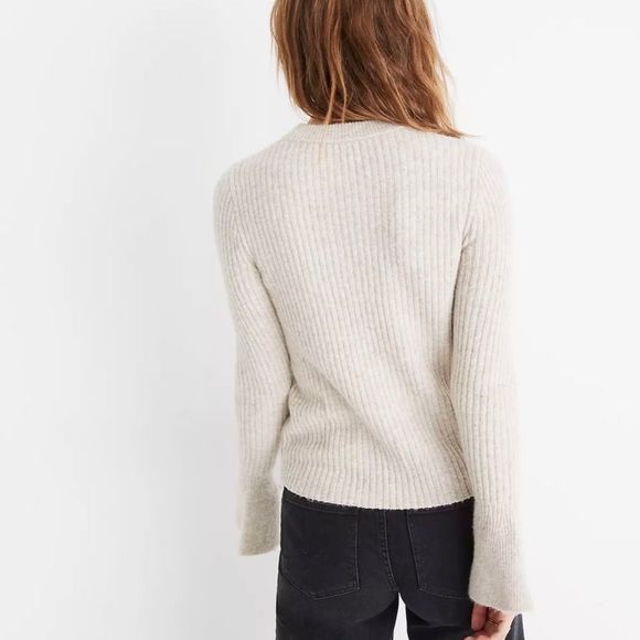 Madewell Ruffle-Cuff Pullover Sweater Oatmeal Size XS - Picture 3 of 11